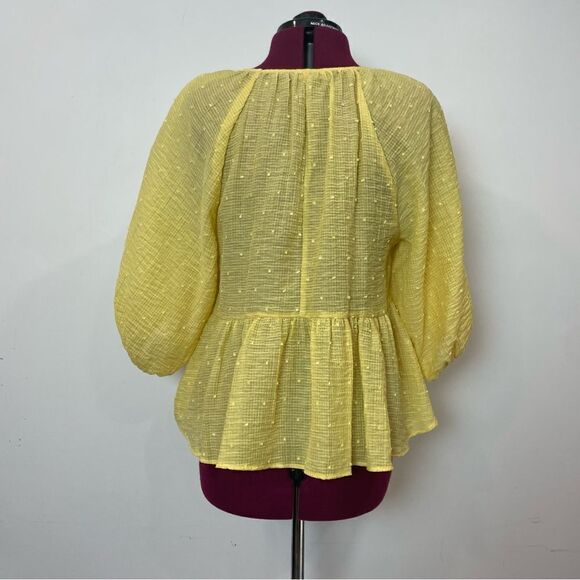 ZARA Yellow Polka Dot Relaxed Fit Summer Top S/M - Picture 5 of 12